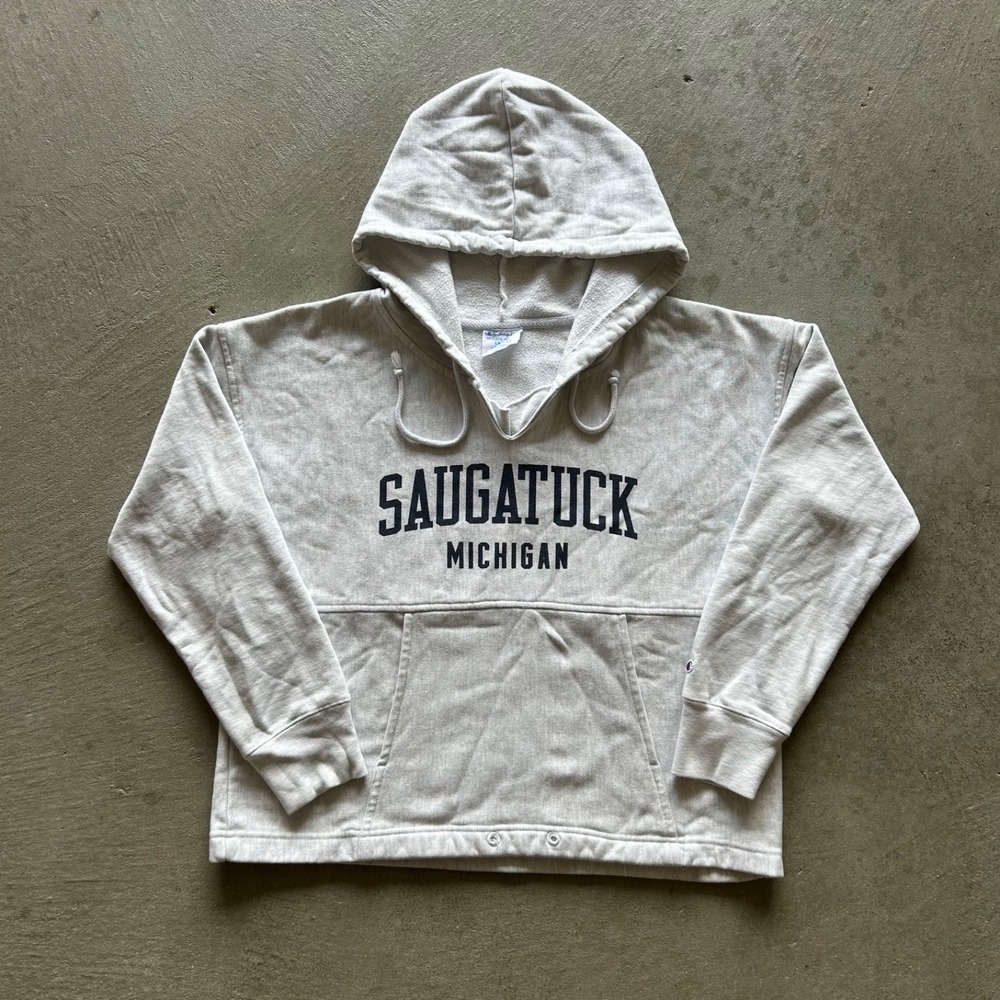 Champion Reverse Weave Saugatuck Sweatshirt Size Large Gray Michigan Hoodie